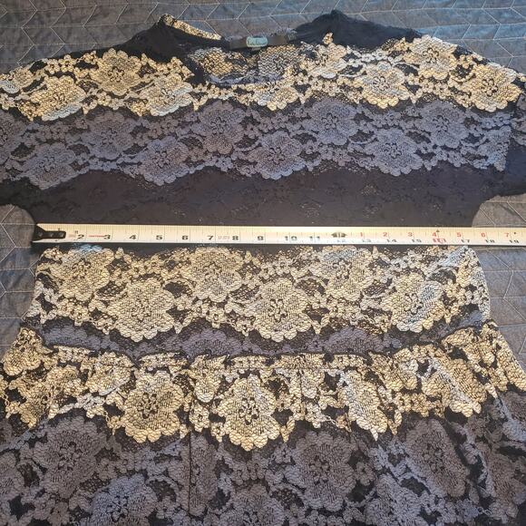 Eva Franco Size M Peplum Floral Lace Top in Blue Stripe Floral  with Cami USA - Picture 6 of 9